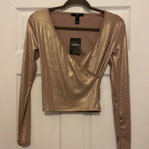 NWT: Forever 21 long sleeve gold bodysuit
